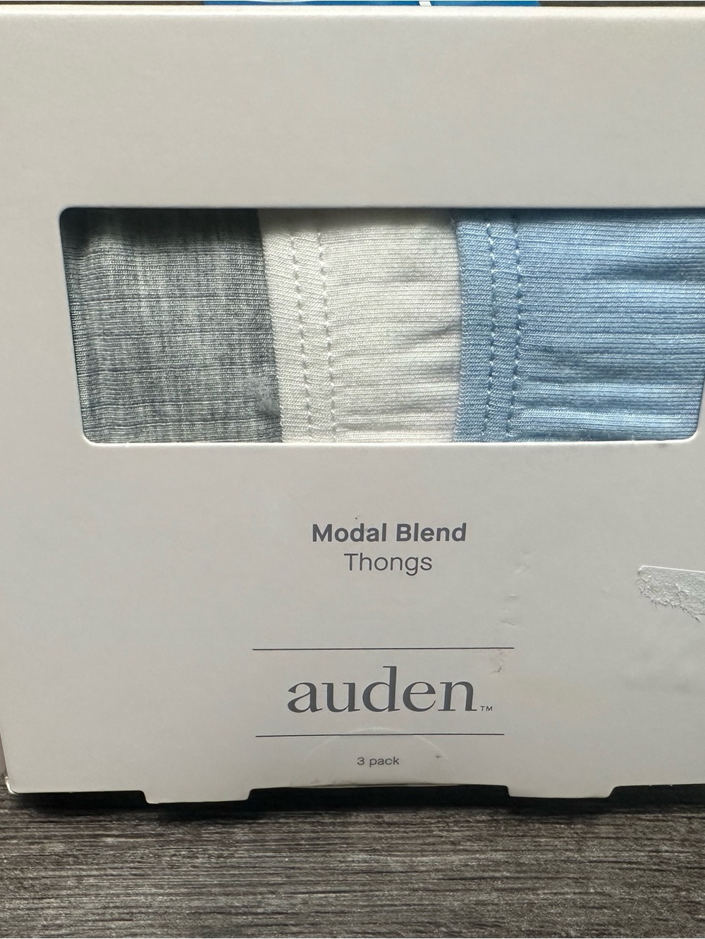 Auden Modal Spandex Cotton Thong Panties 3-Pack XS White Gray Blue
Stretch